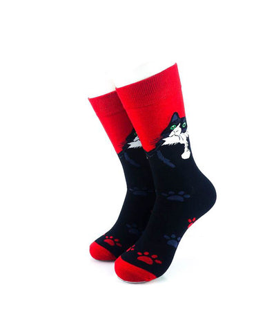 cooldesocks cat paw black crew socks front view image