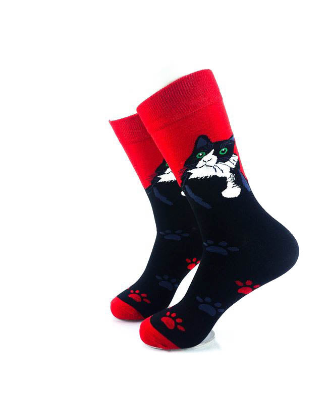 cooldesocks cat paw black crew socks left view image