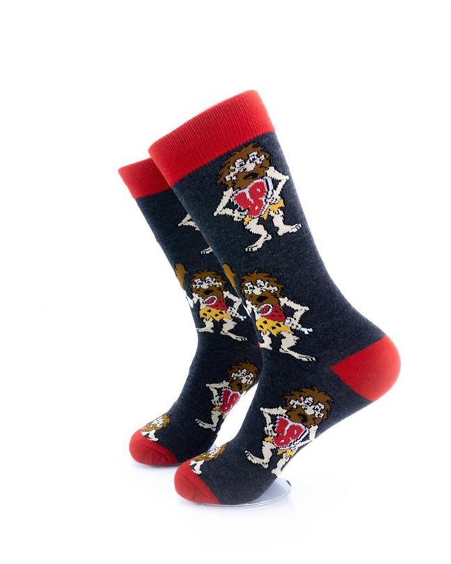 cooldesocks caveman red crew socks left view image