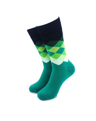 cooldesocks checkered aqua gradation crew socks front view image