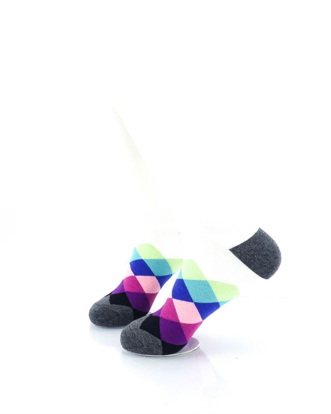 cooldesocks checkered blue purple ankle socks left view image