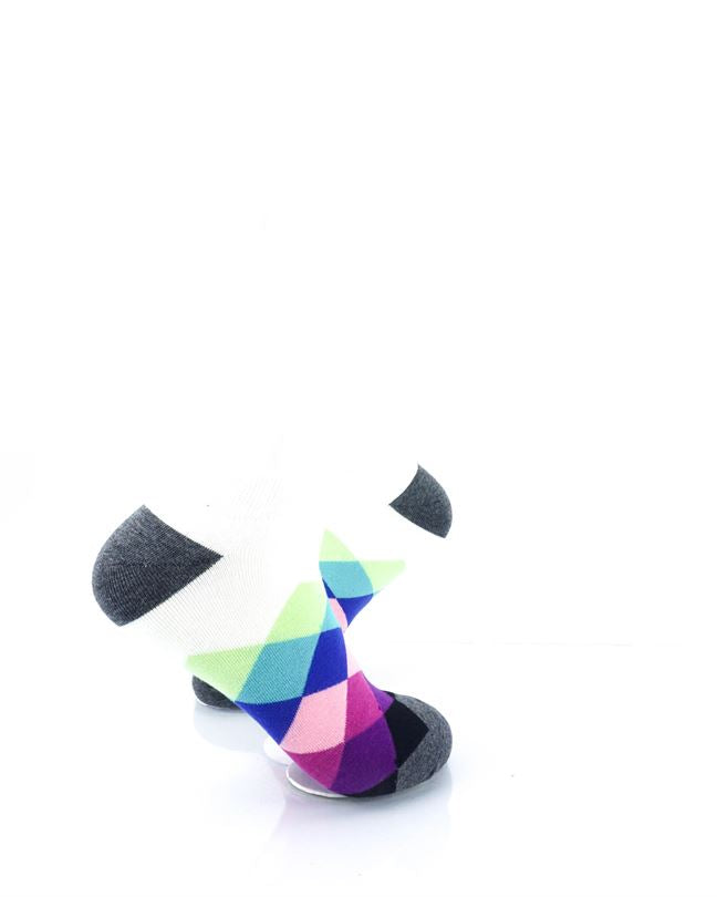 cooldesocks checkered blue purple ankle socks right view image