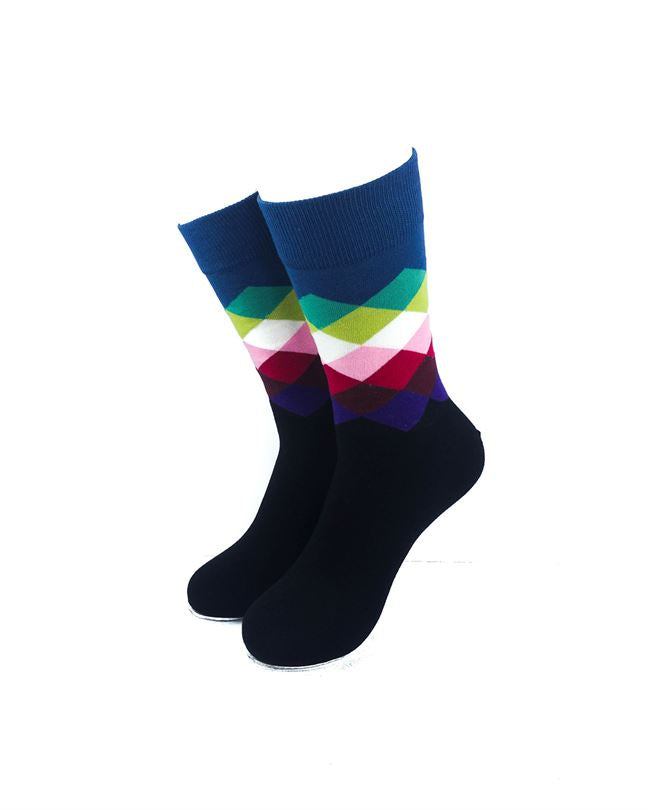 cooldesocks checkered classic blue crew socks front view image