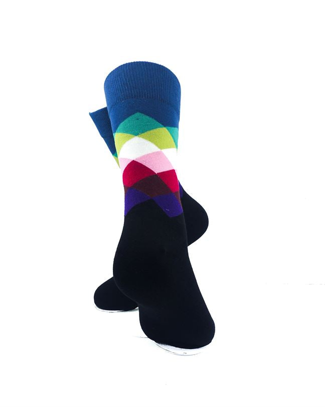 cooldesocks checkered classic blue crew socks rear view image
