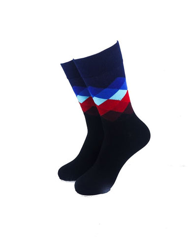 cooldesocks checkered dark blue crew socks front view image