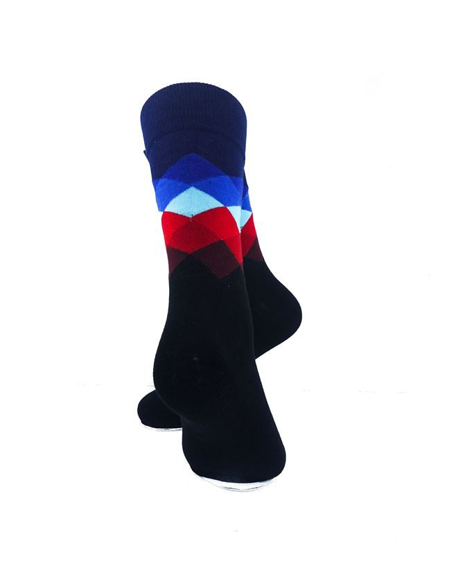 cooldesocks checkered dark blue crew socks rear view image
