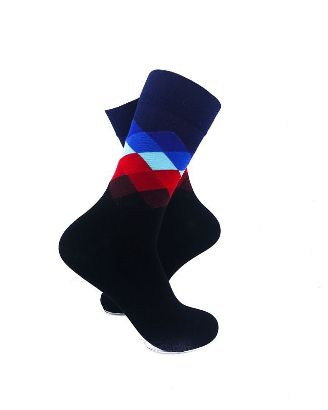cooldesocks checkered dark blue crew socks right view image