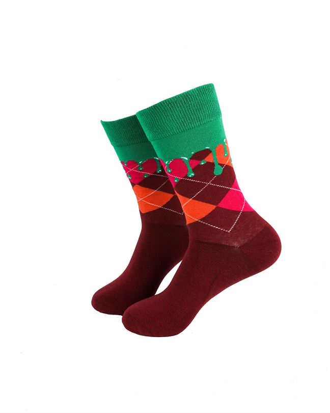 Checkered Maroon Green Drips