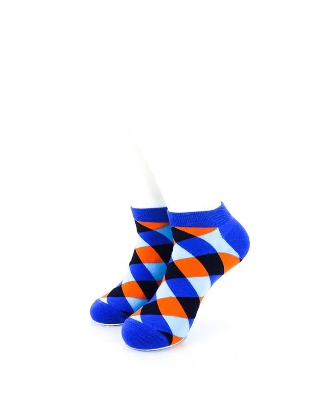 cooldesocks checkered neo blue ankle socks front view image
