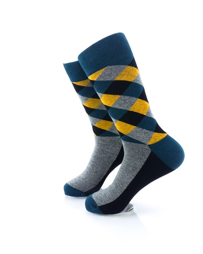 cooldesocks checkered neo dark green crew socks left view image