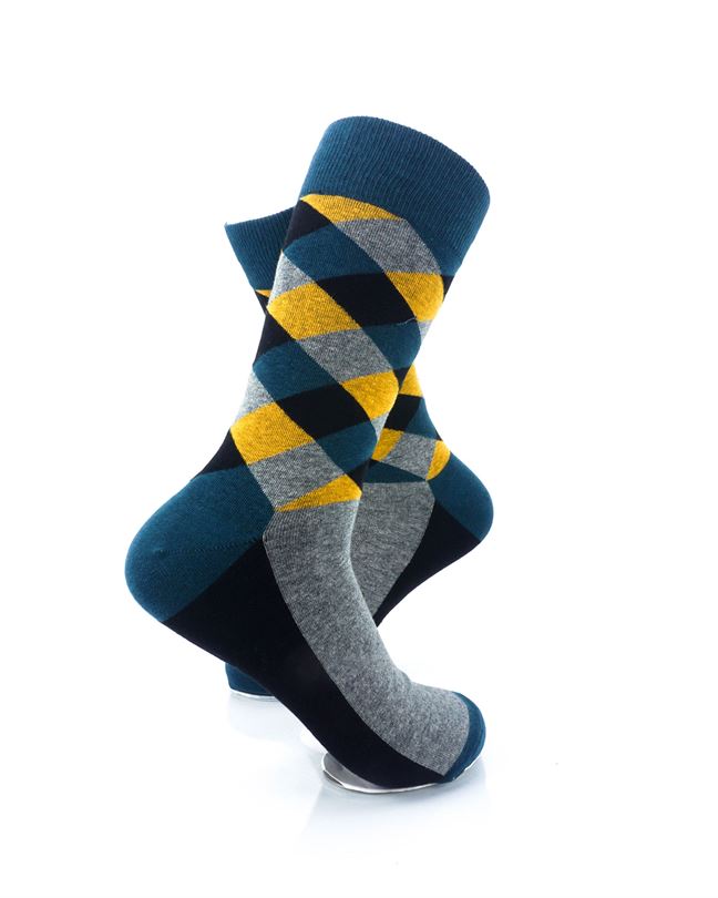 cooldesocks checkered neo dark green crew socks right view image