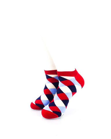 cooldesocks checkered neo red ankle socks front view image