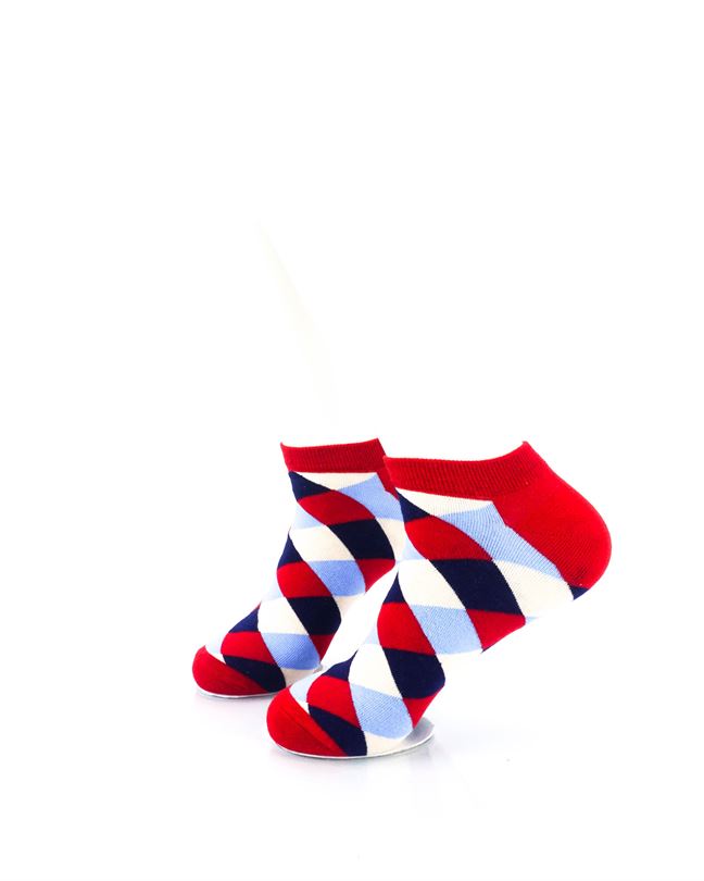 cooldesocks checkered neo red ankle socks left view image