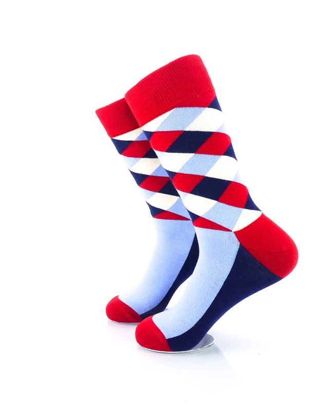 cooldesocks checkered neo red crew socks left view image