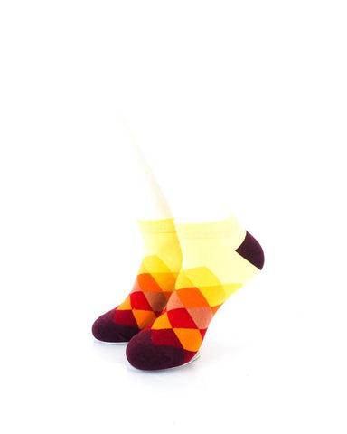 cooldesocks checkered orange ankle socks front view image