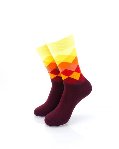 cooldesocks checkered orange crew socks front view image