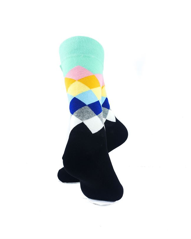 cooldesocks checkered pastel green crew socks rear view image