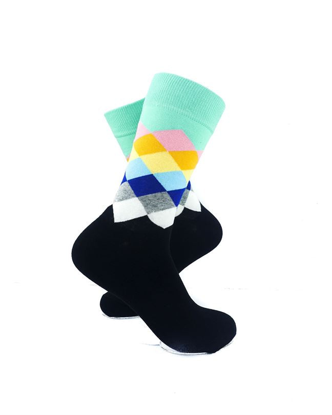 cooldesocks checkered pastel green crew socks right view image