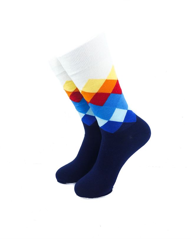 cooldesocks checkered red blue crew socks front view image