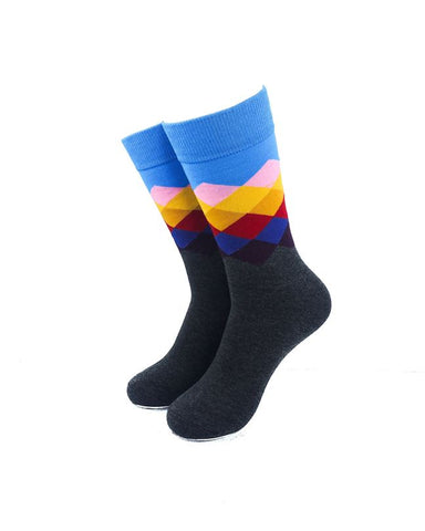 cooldesocks checkered retro blue crew socks front view image