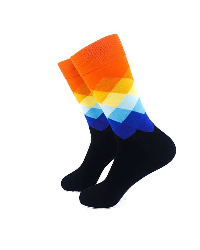 cooldesocks checkered yellow black crew socks left view image