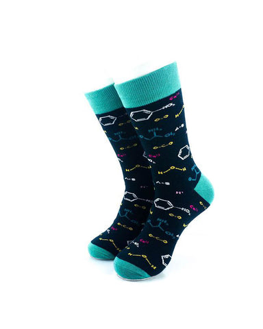 cooldesocks chemical formulas green crew socks front view image