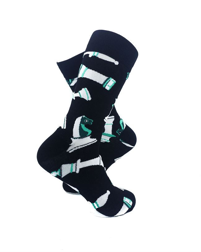 cooldesocks chess pieces green crew socks right view image