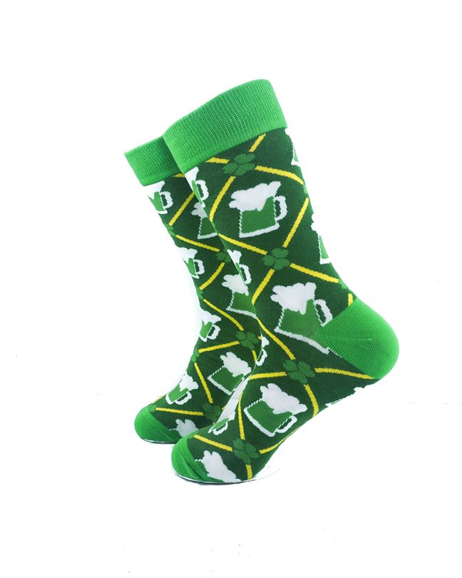 cooldesocks clover beer green crew socks left view image