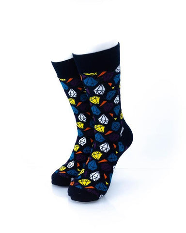 cooldesocks colorful diamond black crew socks front view image