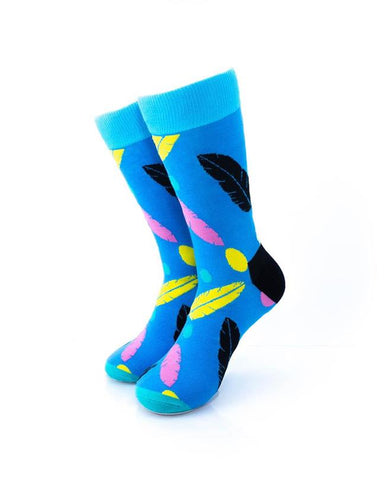 cooldesocks colorful feather crew socks front view image