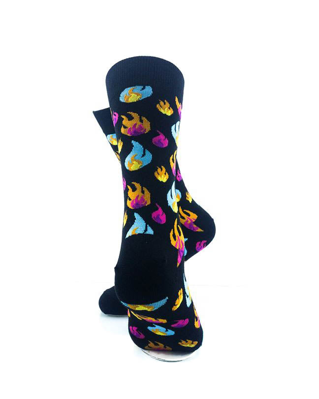 cooldesocks colorful fires crew socks rear view image