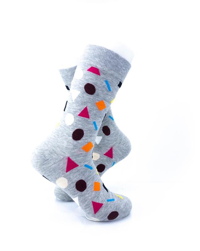 cooldesocks colorful geometry gray crew socks right view image