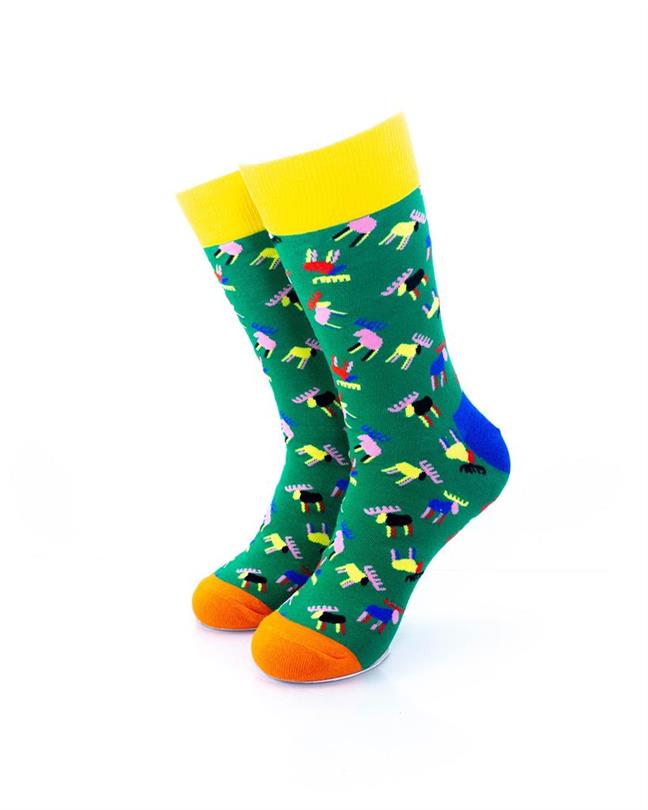 cooldesocks colorful moose crew socks front view image