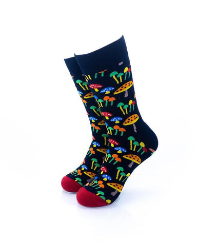 cooldesocks colorful mushroom crew socks front view image