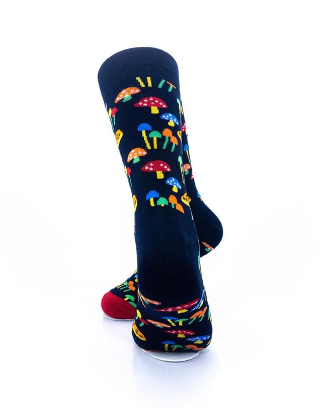 cooldesocks colorful mushroom crew socks rear view image