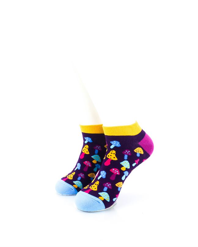 cooldesocks colorful mushroom neon ankle socks front view image