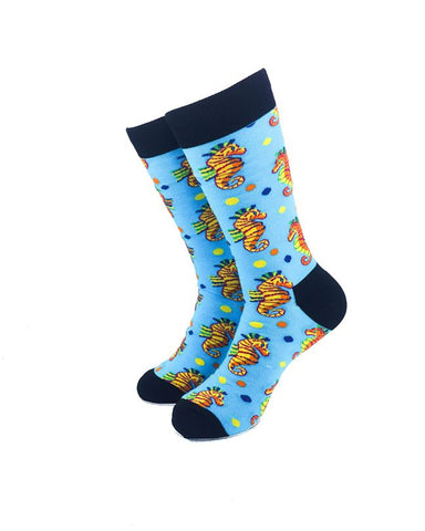 cooldesocks colorful seahorses crew socks front view image