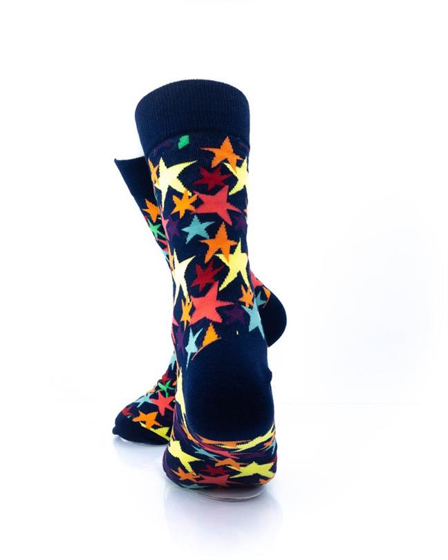 cooldesocks colorful stars crew socks rear view image