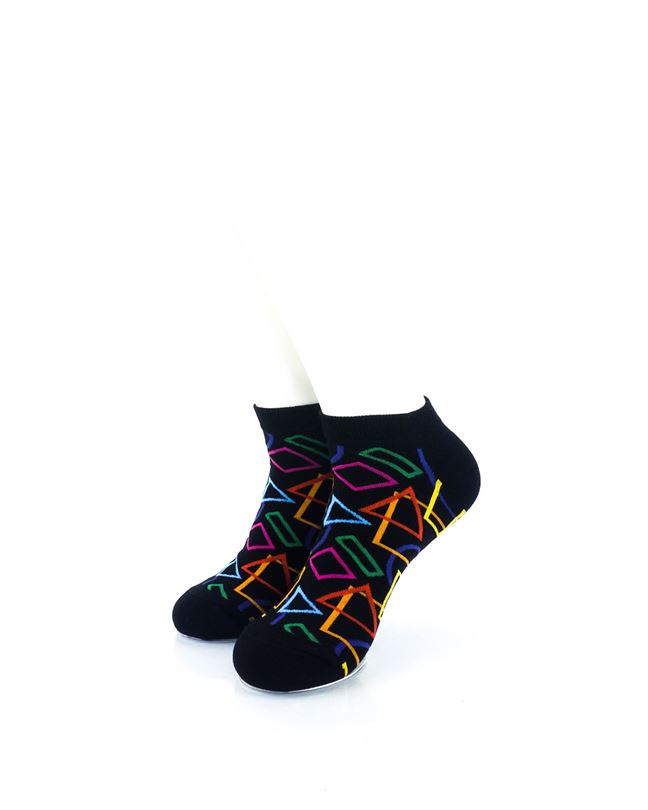 cooldesocks colourful geometry ankle socks front view image