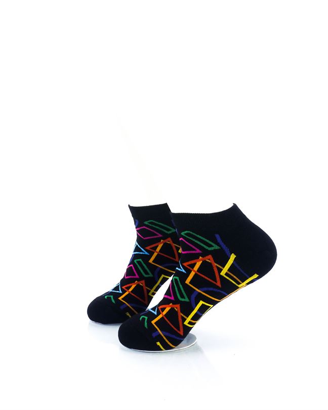 cooldesocks colourful geometry ankle socks left view image