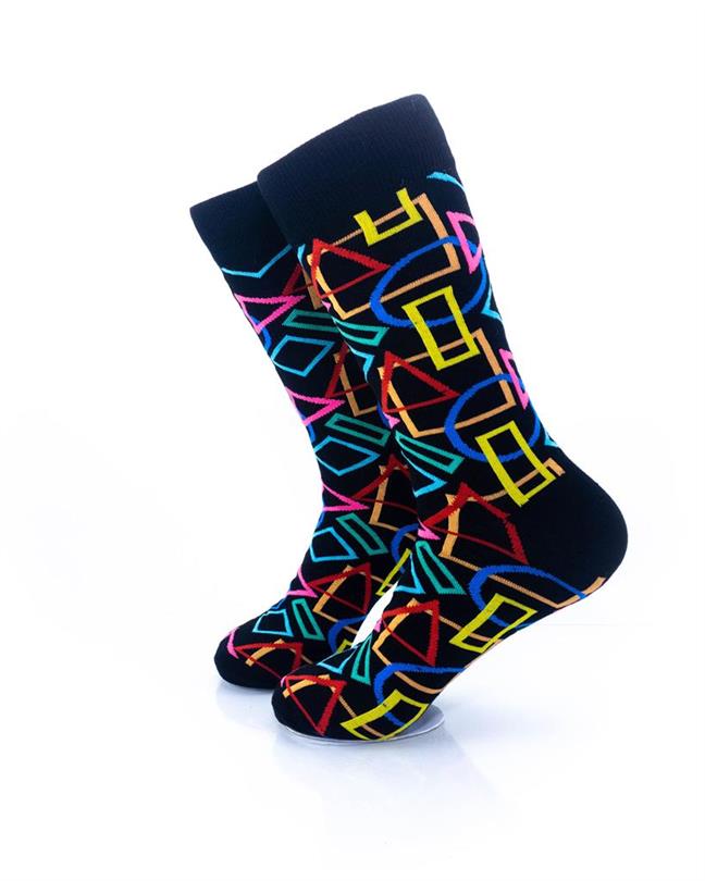 cooldesocks colurful geometry crew socks left view image