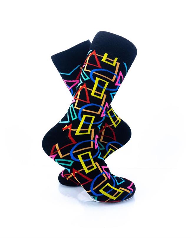 cooldesocks colurful geometry crew socks right view image