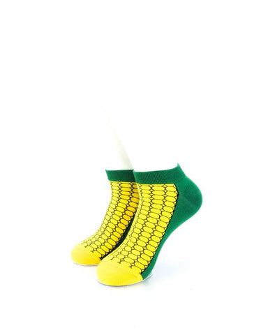 cooldesocks corn on the cob ankle socks front view image