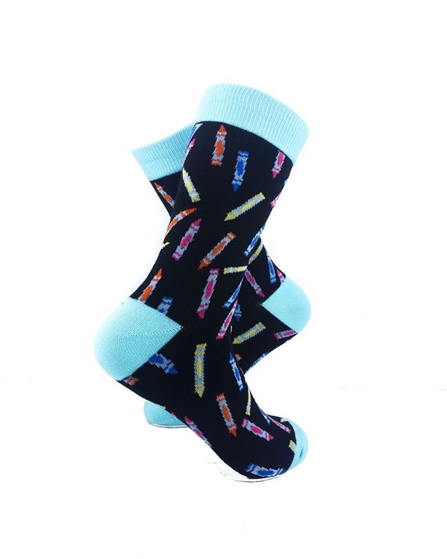 cooldesocks crayons baby blue crew socks right view image