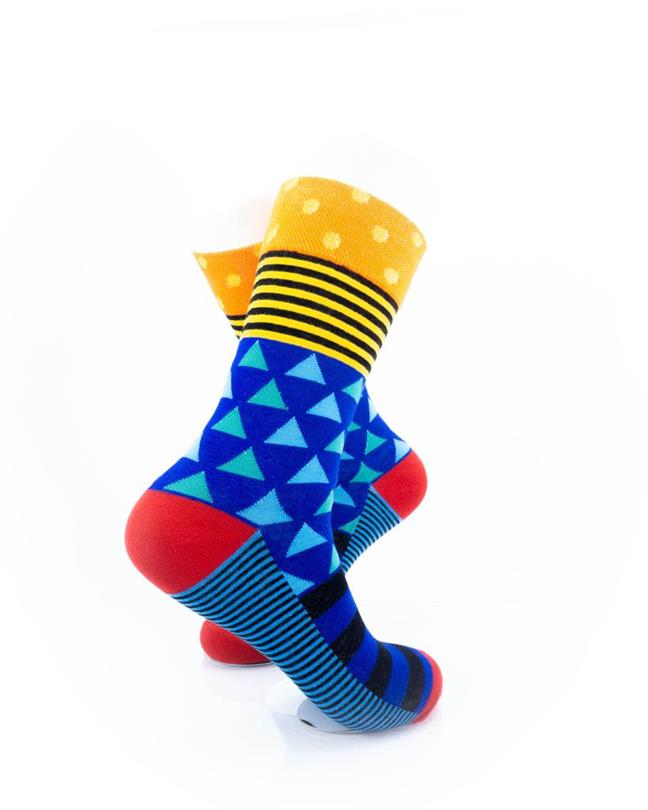 cooldesocks crazy pattern blue yellow crew socks right view image