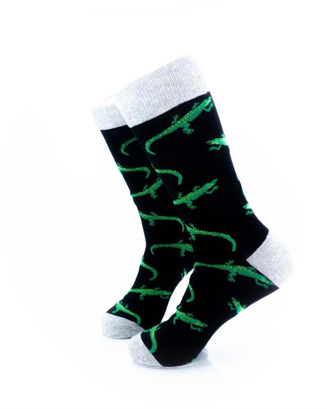 cooldesocks crocodile green crew socks left view image