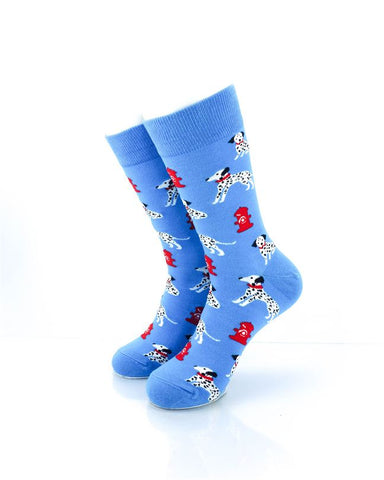 cooldesocks dalmatians fire dog crew socks front view image