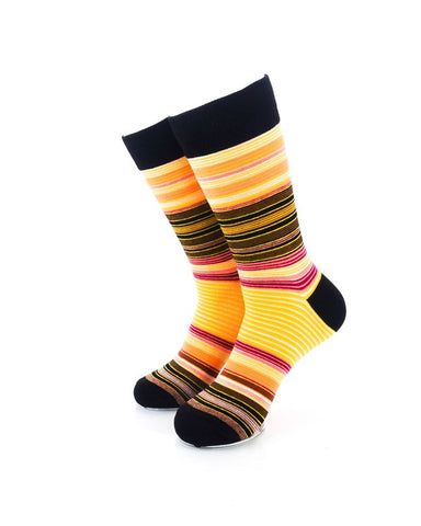 cooldesocks dense striped orange crew socks front view image