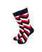 cooldesocks diagonal striped red black crew socks front view image