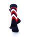 cooldesocks diagonal striped red black crew socks rear view image